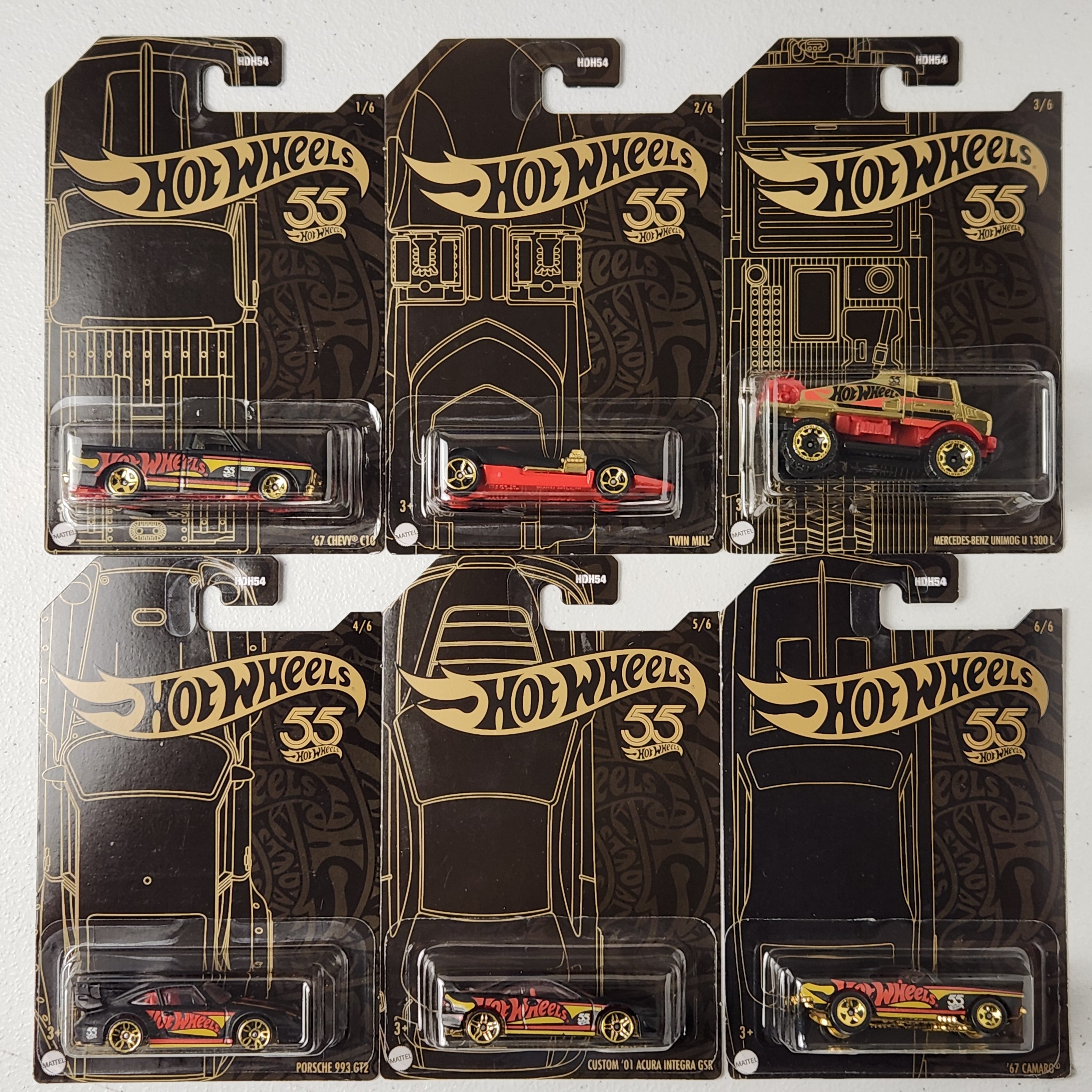 Hot Wheels 55th Anniversary 6 Car Set American Mainline Hot Wheels