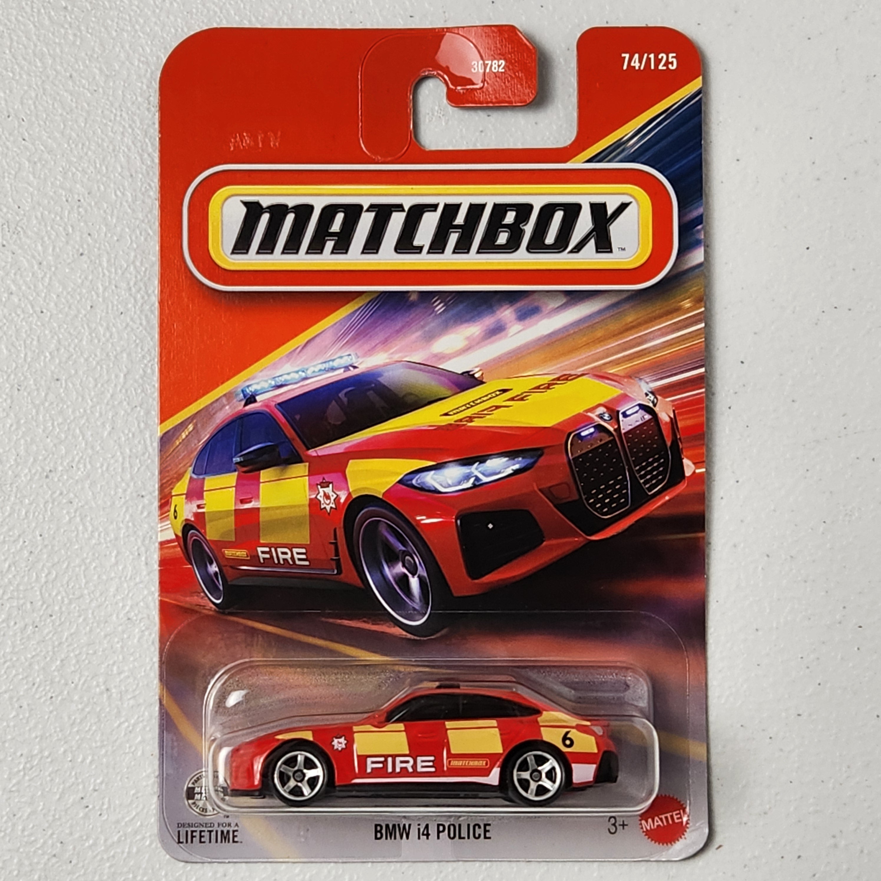 BMW i4 Police Car Fire European Mainline Matchbox