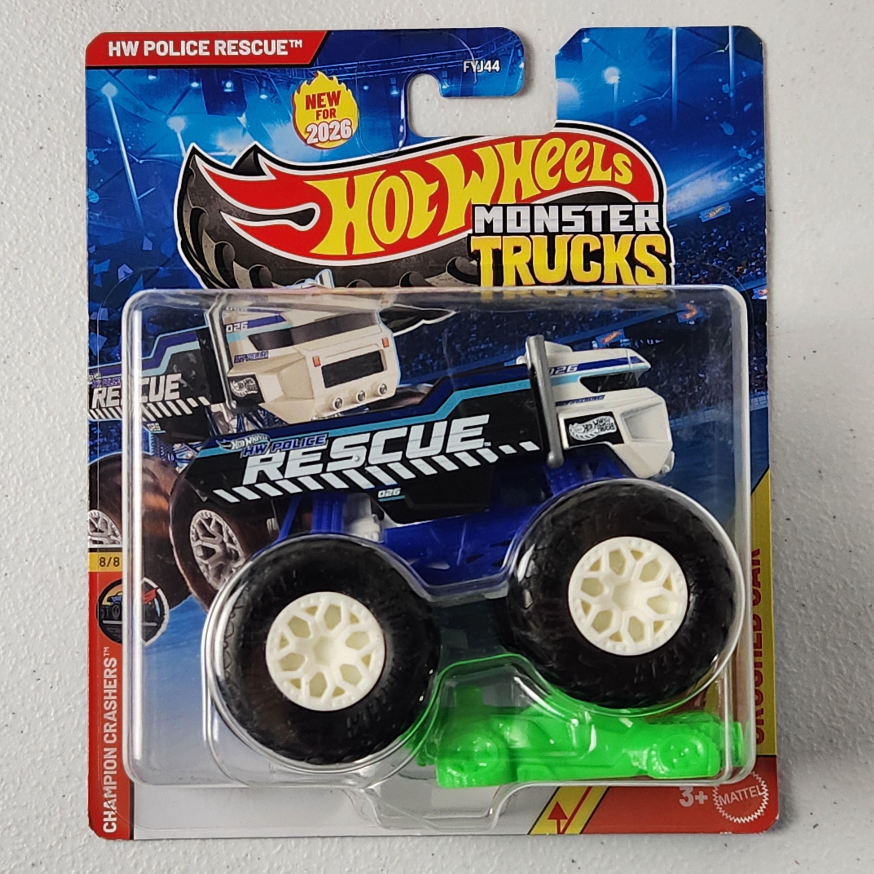 HW Police Rescue Monster Trucks American Silver Series Hot Wheels 2026
