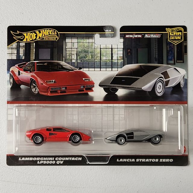 Lamborghini Countach LP5000 QV & Lancia Stratos Zero 2 Pack European Premium Hot Wheels 2024