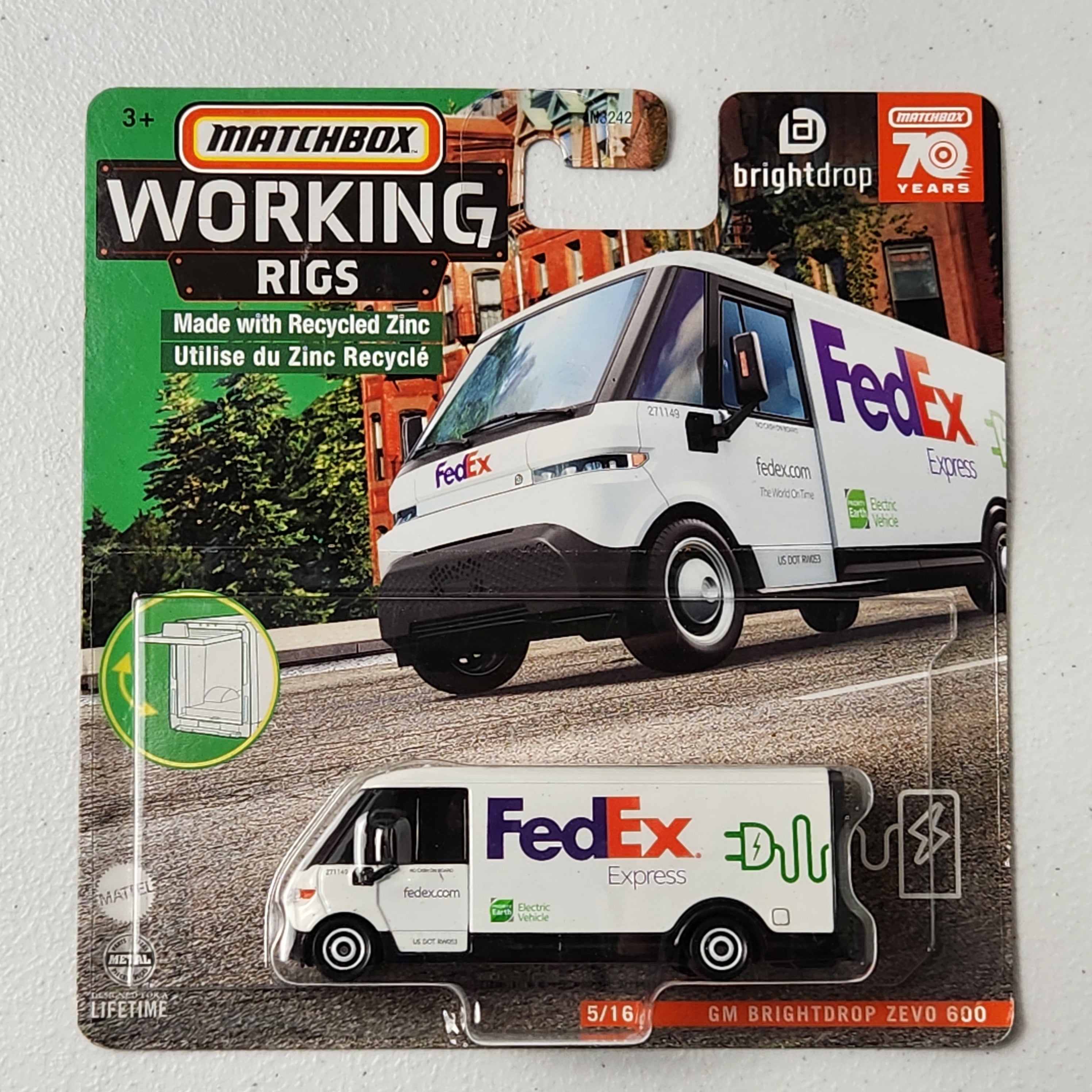 Fedex GM Brightdrop ZEVO 600 5/16 Working Rigs American Matchbox 2023