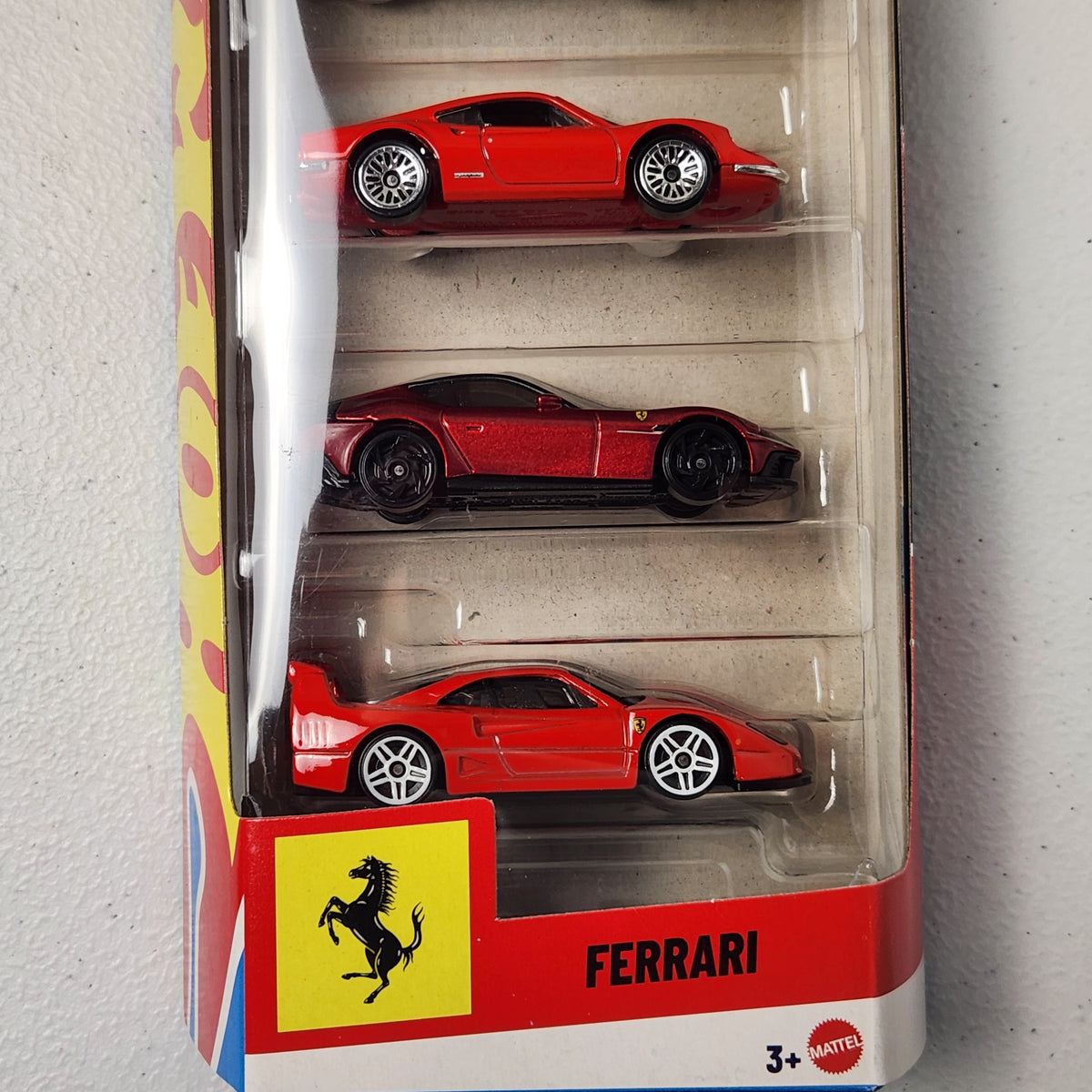 Ferrari 5 pack F40 Competizione Dino 206 GT SF90 Stradale 365 GTB4 European Mainline Hot Wheels
