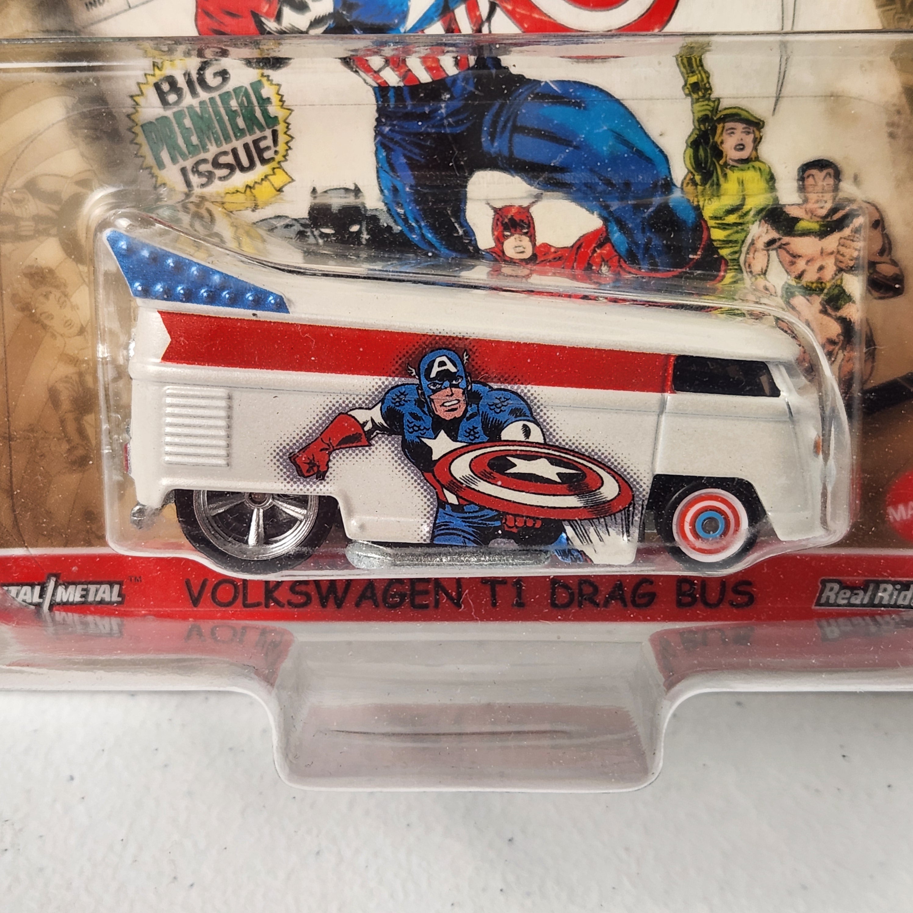 Volkswagen T1 Drag Bus #1/5 Captain America European Premium Hot Wheels 2022