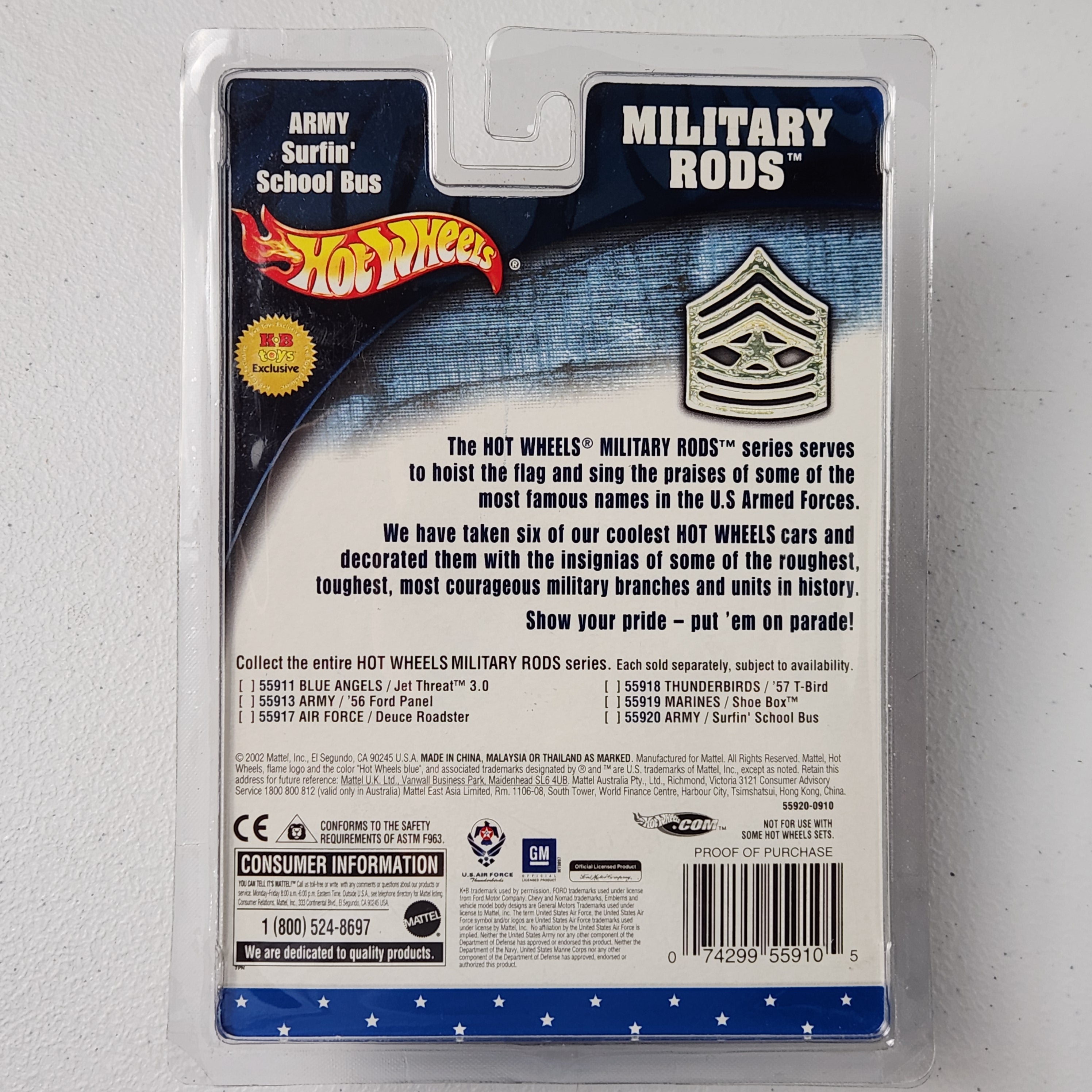 Army Surfin' School Bus Military Rods Premium Hot Wheels 2003
