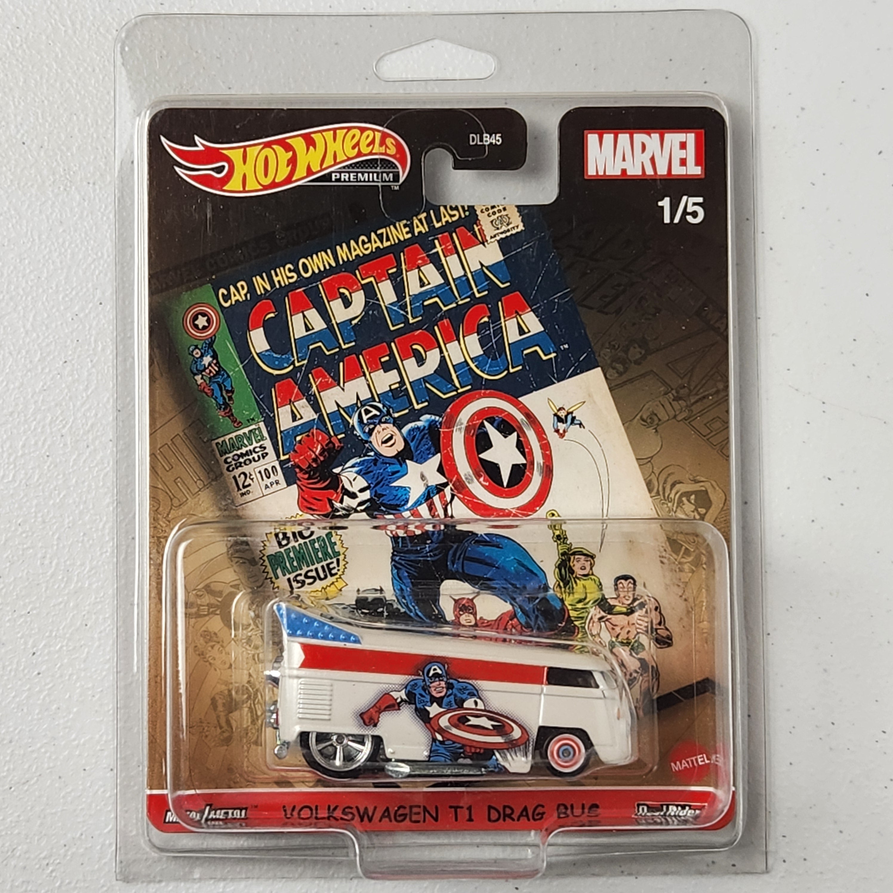 Volkswagen T1 Drag Bus #1/5 Captain America European Premium Hot Wheels 2022